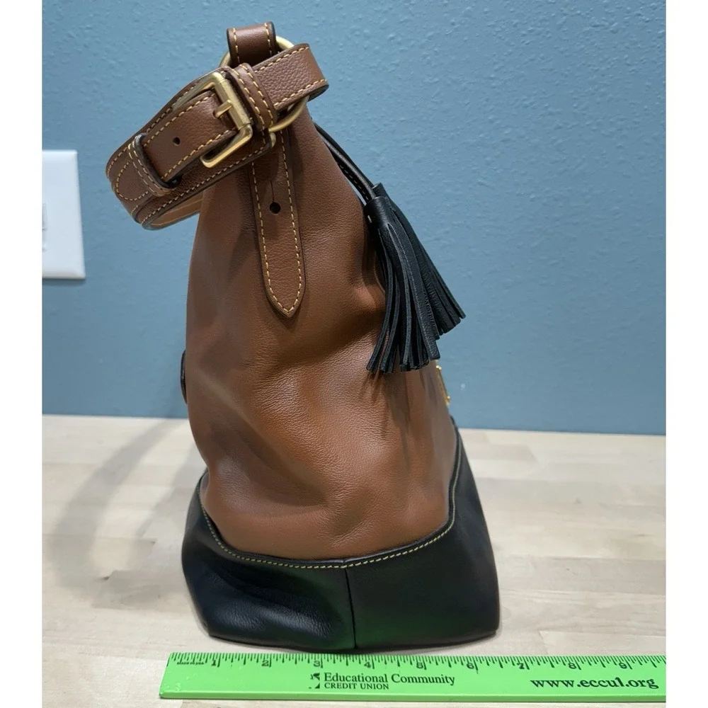 Dooney & Bourke Sophie Large Hobo Bag Brown/Black Pebble Leather Shoulder Purse